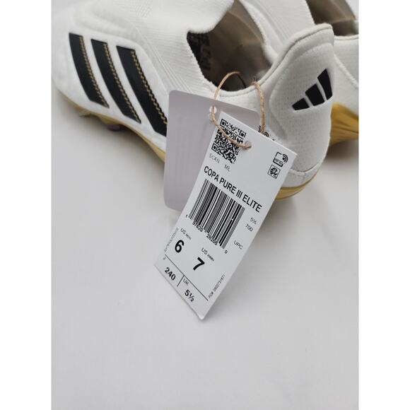 Mens 6 Womens 7.5 Adidas COPA PURE III ELITE LL FG JH6301 White metal/black/gold main image 5